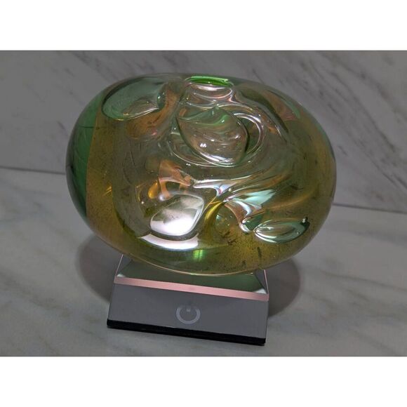 Dominick Labino Father of Art Glass Signed Green Gold Bubble Vase Dated 11 1971 - Picture 12 of 12